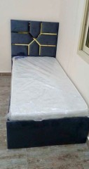 Brand NEW Velvet Cushioned Single Bed with Mattress